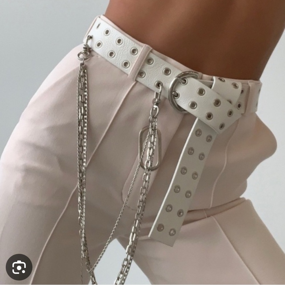 Orseund iris White Belt with Silver Chains —SOLD